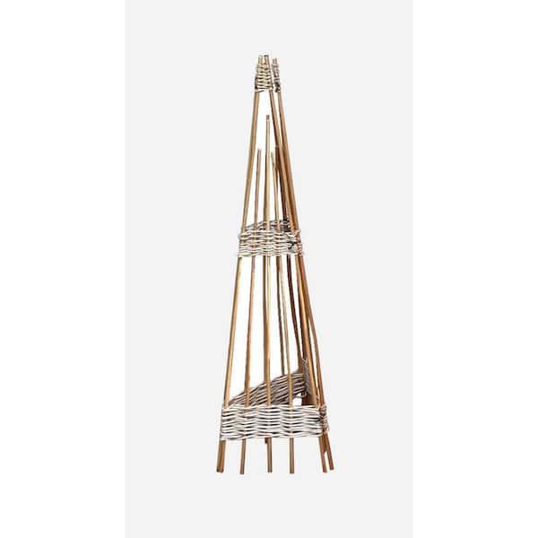 48 in. H Debarked Willow Foldable 3 sided Obelisk Trellis