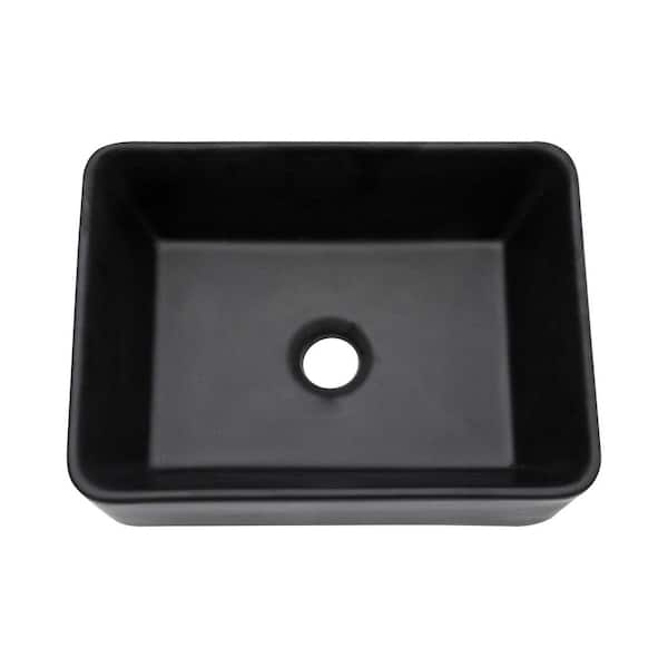 16 in. Drop-In/Undermount Single Bowl Black Ceramic Kitchen Sink