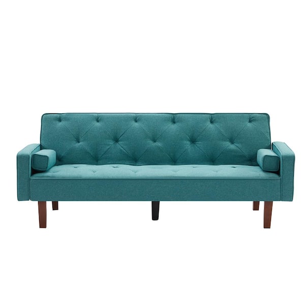 ATHMILE 75 in. W Square Arm Fabric Straight Sofa in Green