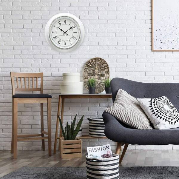 White Classic Analog Wall Clock NYWH99EQB1 - The Home Depot