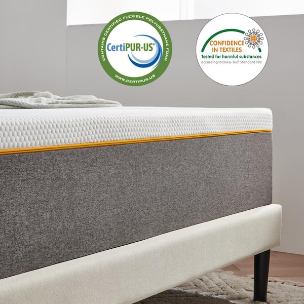 Potctz 10 in. Medium Firm Memory Foam King Mattress, Bed-in-a-Box, Gray