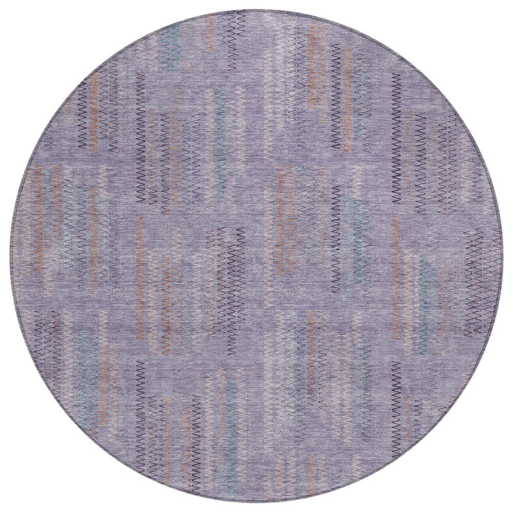Chantille Machine Washable Indoor/Outdoor Abstract ACN2887 Plum 8 ft. x 8 ft. Round Rug price history on PriceWatchPro