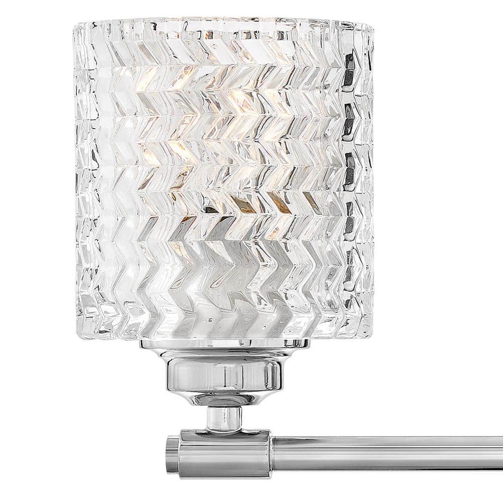 Elle Chrome 3-Light Vanity with Chevron Cut Clear Glass