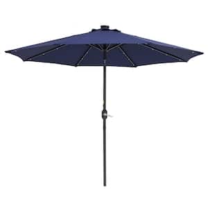 9 ft. Steel Market Solar Tilt Patio Umbrella in Navy Blue