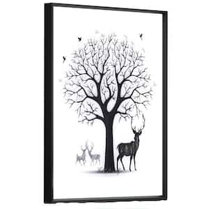 "Tree and Giraffe Tempered" Glass Framed Wall Decorate Art Print 24 in. x 18 in.