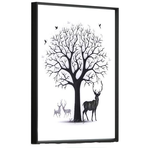 Unbranded "Tree and Giraffe Tempered" Glass Framed Wall Decorate Art Print 24 in. x 18 in.