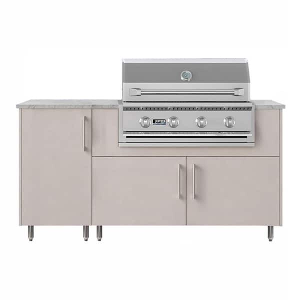Daybreak 68.5 in. W 4-Burner Propane Grill Island in Miami Shoreline Gray with Propane Cabinet
