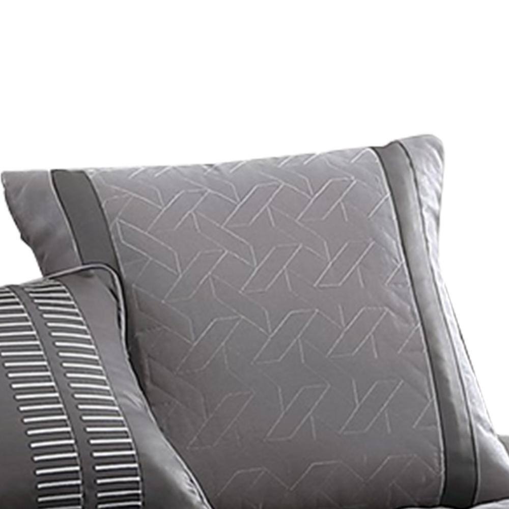 Gray Geometric Polyester King Comforter Set, 10-Piece
