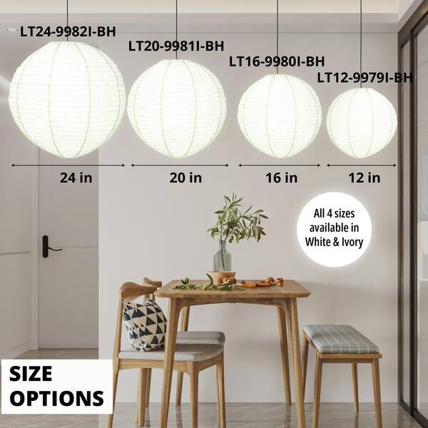 MPG Orb 20 in. 60-Watt 1-Light Ivory Hanging Lantern Pendant