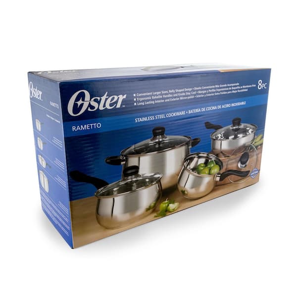 Oster Rametto 8-Piece Stainless Steel Kitchen Cookware Set with