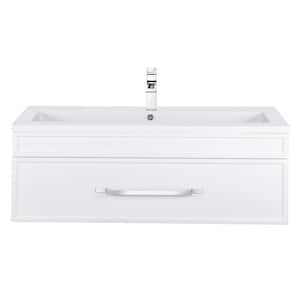 Trough Bala 42 in. W x 15 in. D x 16 in. H Wall-Mounted Rectangle Basin in White with Vanity Top