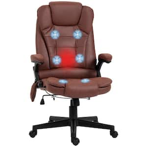 Red Linen Massage Chair with Reclining Backrest