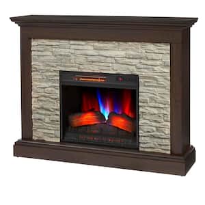 Whittington 50 in. Freestanding Electric Fireplace in Brushed Dark Pine with Gray Faux Stone