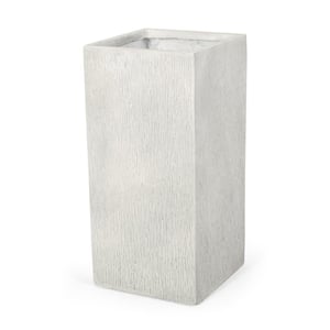 Clough 28 in. Tall Antique White Lightweight Concrete Outdoor Planter
