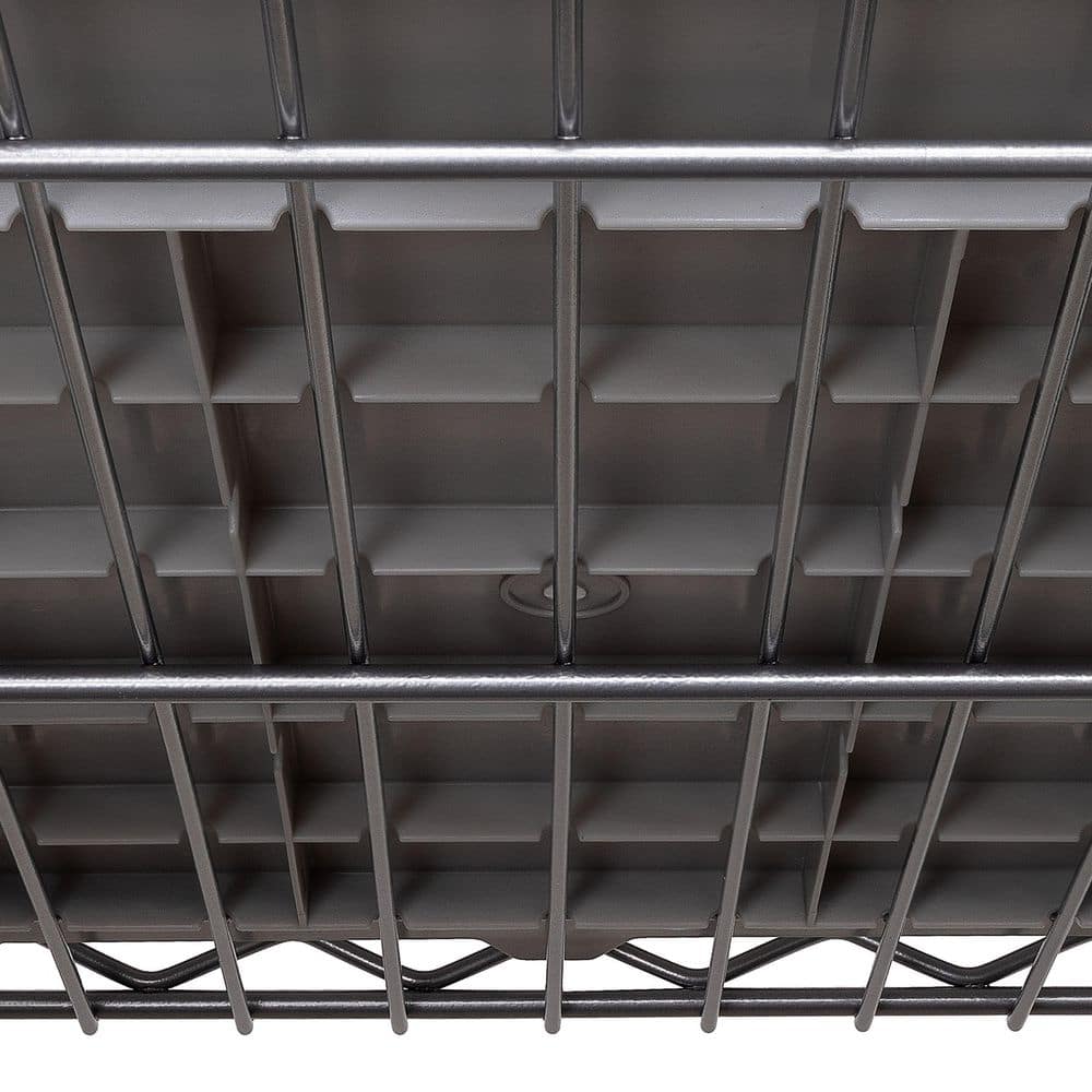 Gray 7-Tier Steel Wire Shelving Unit with 12 Bins