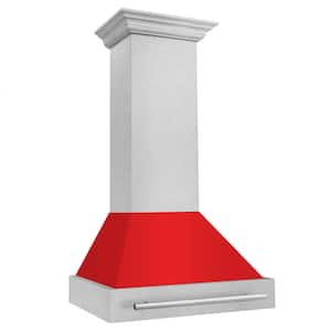 30 in. 400 CFM Ducted Vent Wall Mount Range Hood with Red Matte Shell in Fingerprint Resistant Stainless Steel