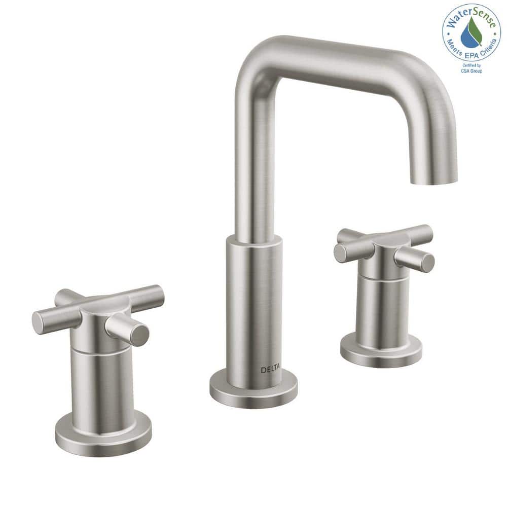 Nicoli Stainless Steel Widespread Bathroom Faucet with Cross Handles