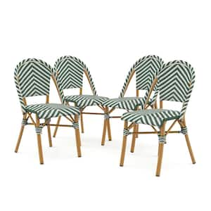Elgine Green and Natural Tone Aluminum Outdoor Dining Chair (Set of 4)