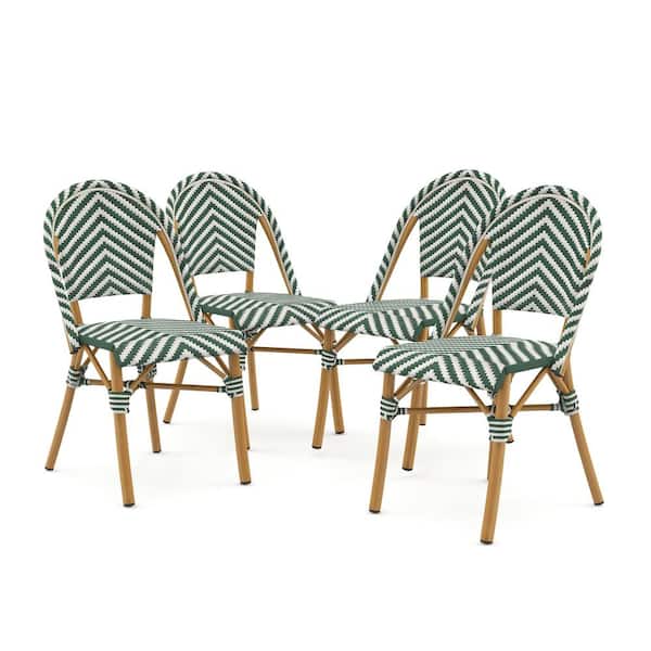 Furniture of America Elgine Green and Natural Tone Aluminum Outdoor Dining Chair (Set of 4)