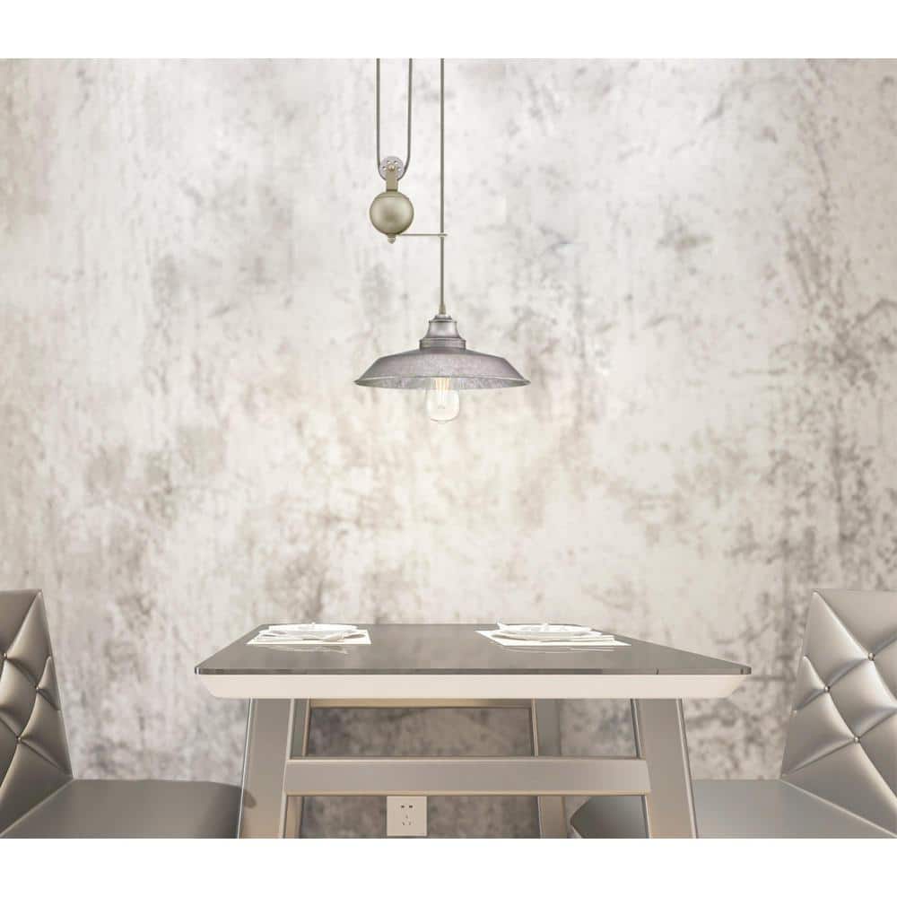 Iron Hill Galvanized Steel Vintage Pulley Pendant Light