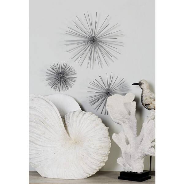 Metal Silver 3D Starburst Wall Decor (Set of 3)