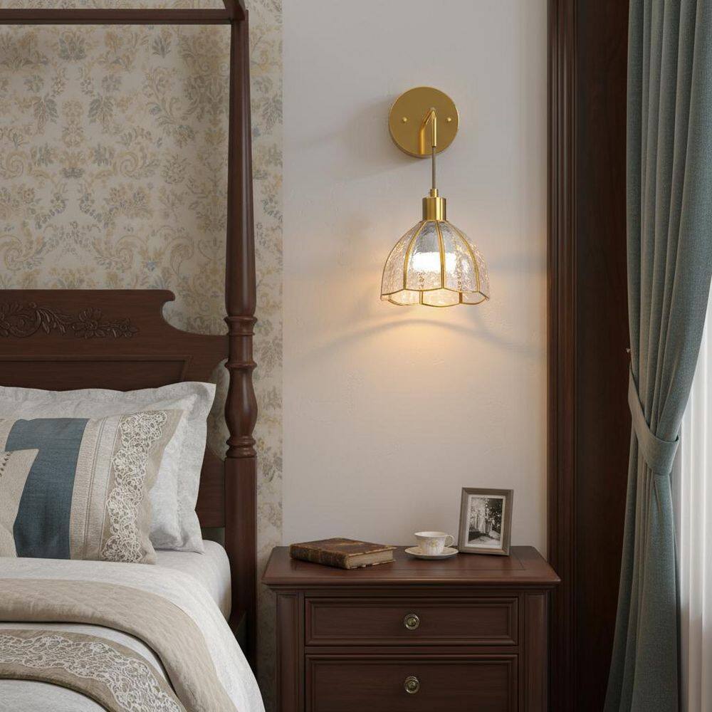 7 in. 1-Light Gold Plug-In Wall Sconces with Clear Dome Glass, RGBCW Remote Dimmable Indoor Lights for Bedroom, 2-Pack price history on PriceWatchPro