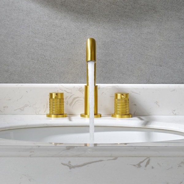Versace 8 in. Widespread Double Handle Mid Arc Bathroom Faucet in Brushed Gold 1-Pack