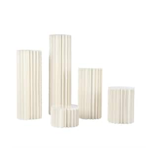 39.4 in. Tall Indoor/Outdoor White Foldable Cardboard PVC Plastic Cylinder Flower Stand (5-Piece)