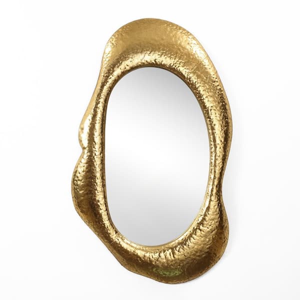 LuxenHome 24.5 in. W x 41.2 in. H Bright Gold Metal Frame Oblong Wall Mirror