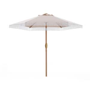 7 ft. Outdoor Market Patio Umbrella in Khaki with Push Button Tilt and Tassel Design