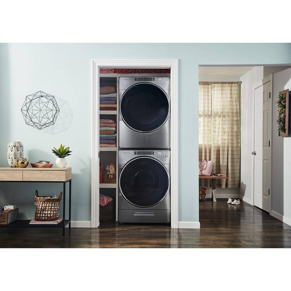 Gray Stainless Steel High Efficiency Front Load Washer with Steam Setting