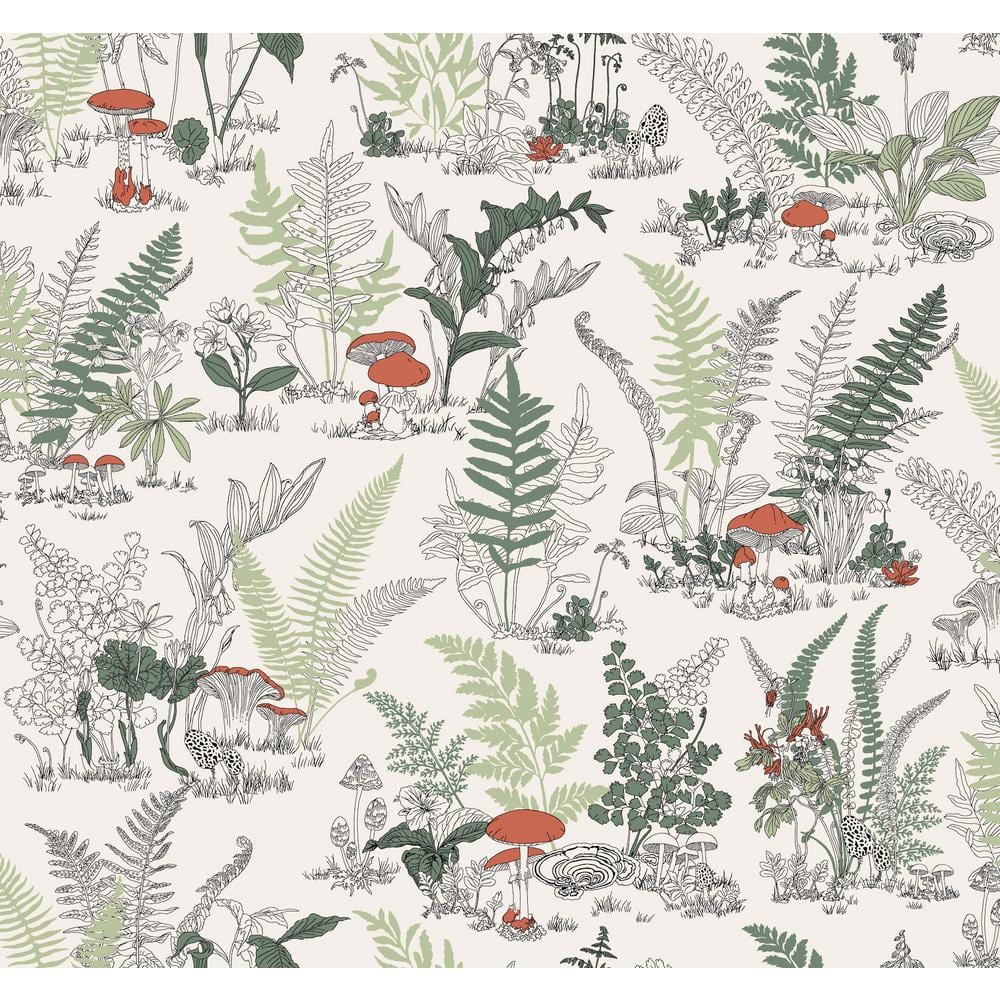 Mushroom Garden Toile White Red and Green Wallpaper Roll price history on PriceWatchPro