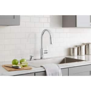 Paulina Single-Handle Pull-Down Sprayer Kitchen Faucet with TurboSpray, FastMount and Soap Dispenser in Chrome
