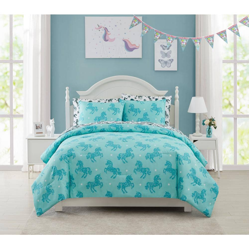 Turquoise unicorn bedding sale