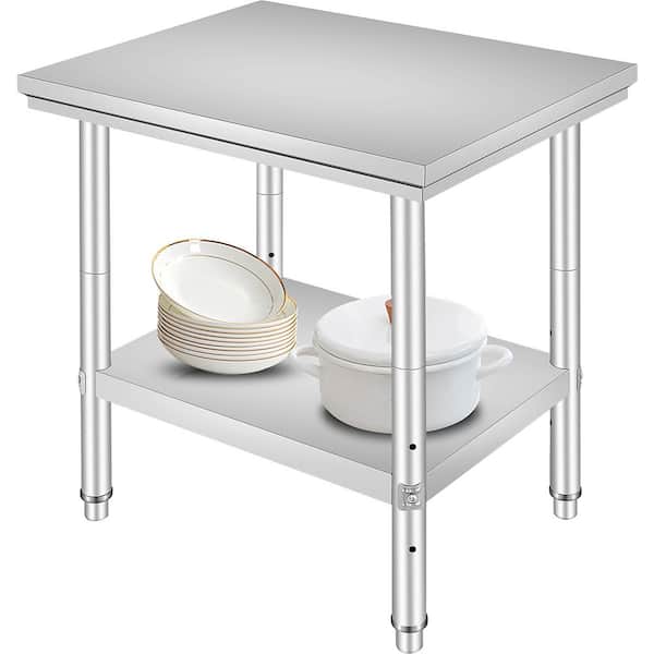 SVOPES Stainless Steel Prep Table, 24 x 30 x 31 In., Heavy Duty Kitchen Prep Table with 3 Adjustable Height Levels, 700 lbs.