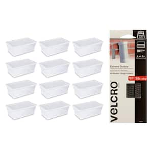 6 Qt. Storage Bin (12-Pack) Bundled with VELCRO Brand Extreme Outdoor