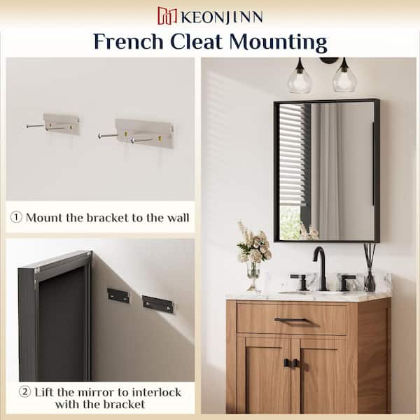 KeonJinn 72 in. W x 36 in. H Rectangular Framed Black Mirrors for