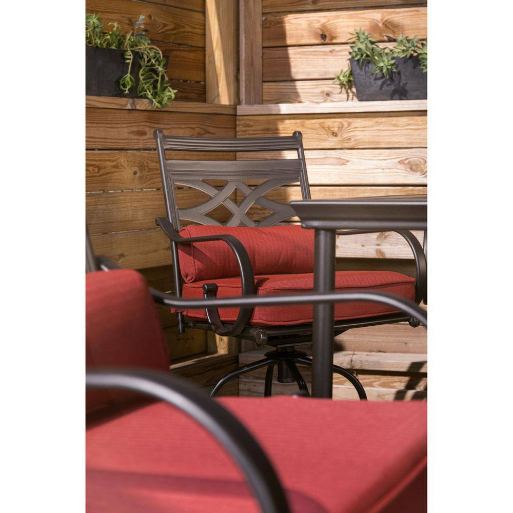 Montclair 5-Piece Steel Outdoor Dining Set with Chili Red Cushions