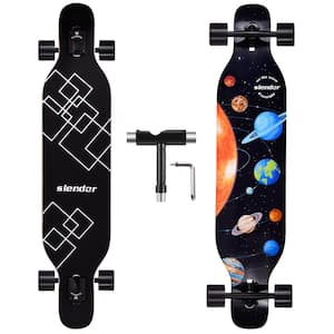 Cosmo 42 in. Planet Longboard Skateboard Drop Through Deck Complete Maple Cruiser Freestyle, Camber Concave