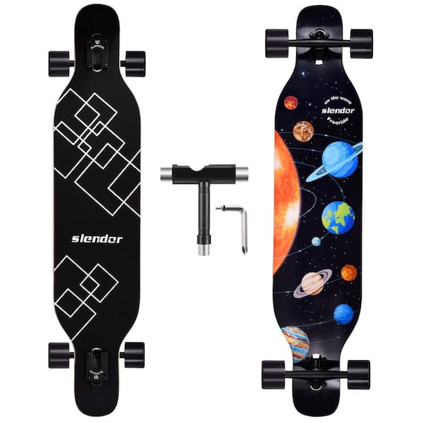 SEEUTEK Cosmo 42 in. Planet Longboard Skateboard Drop Through Deck Complete Maple Cruiser Freestyle, Camber Concave