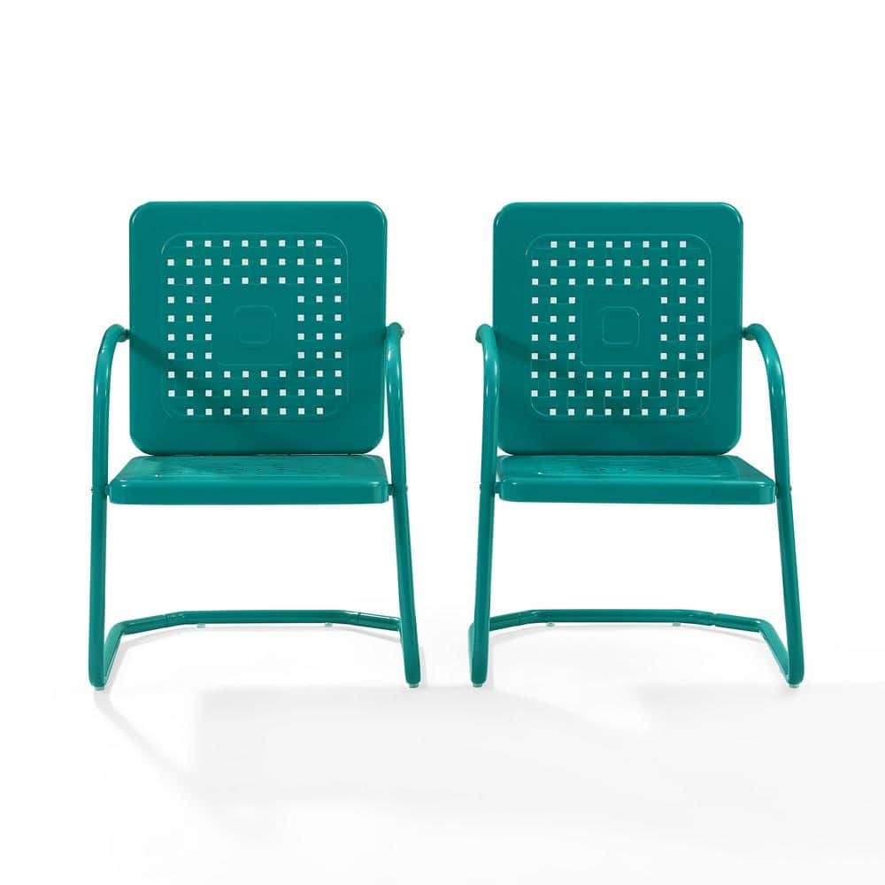 Vintage Turquoise Retro Metal Outdoor Armchair Set