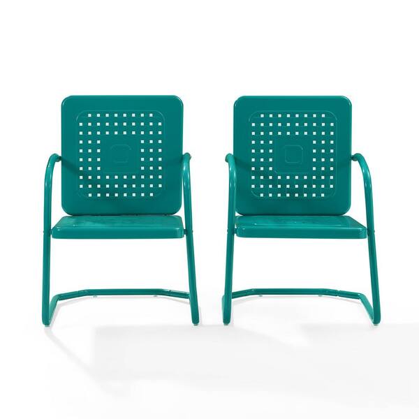 Crosley Bates Turquoise Metal Outdoor Lounge Chair 2 Pack Co1025 Tu The Home Depot Crosley Bates Turquoise Metal Outdoor, Turquoise Metal Outdoor Chair