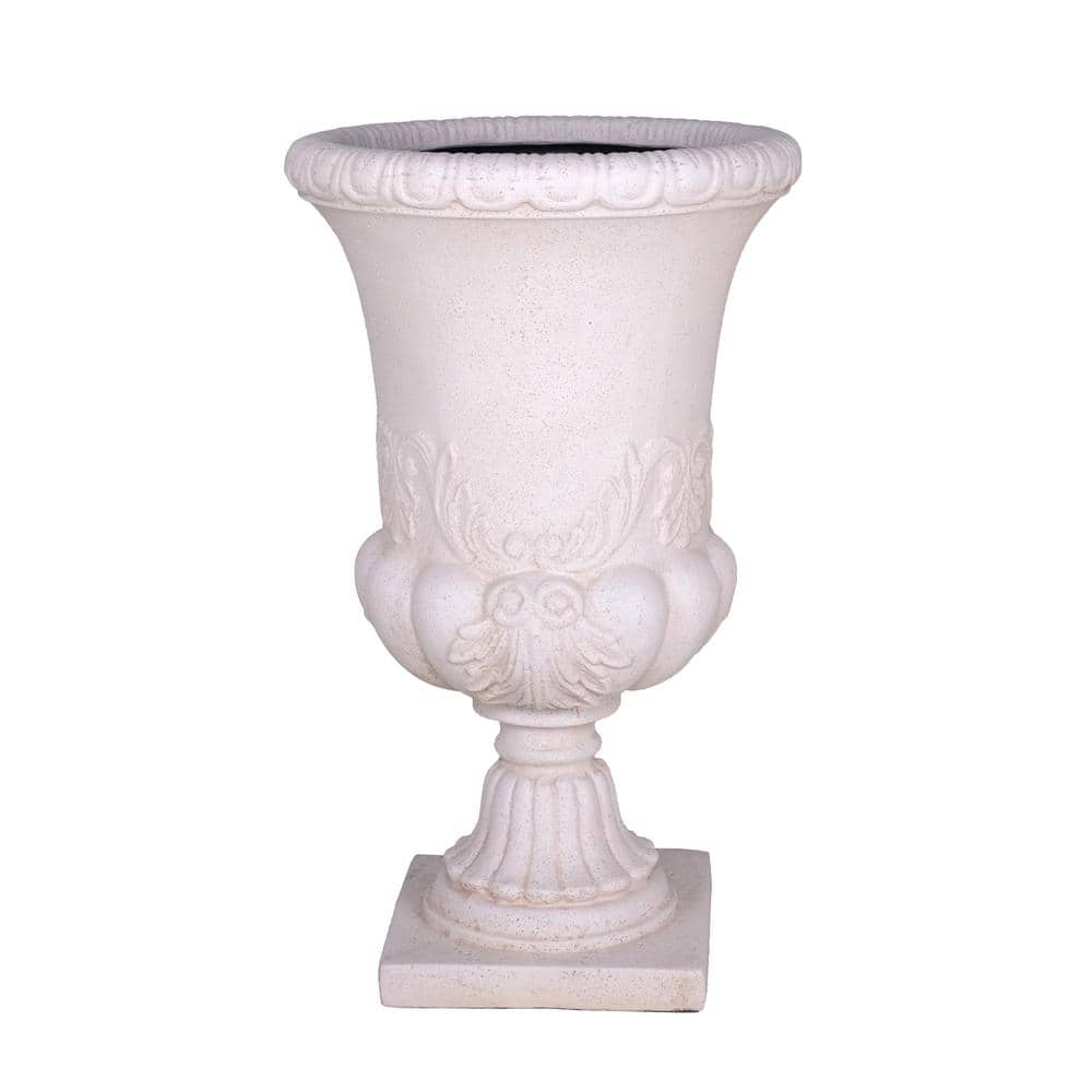MPG 26.5 in. H. Light Aged White Cast Stone Sonnet Entrance Urn ...