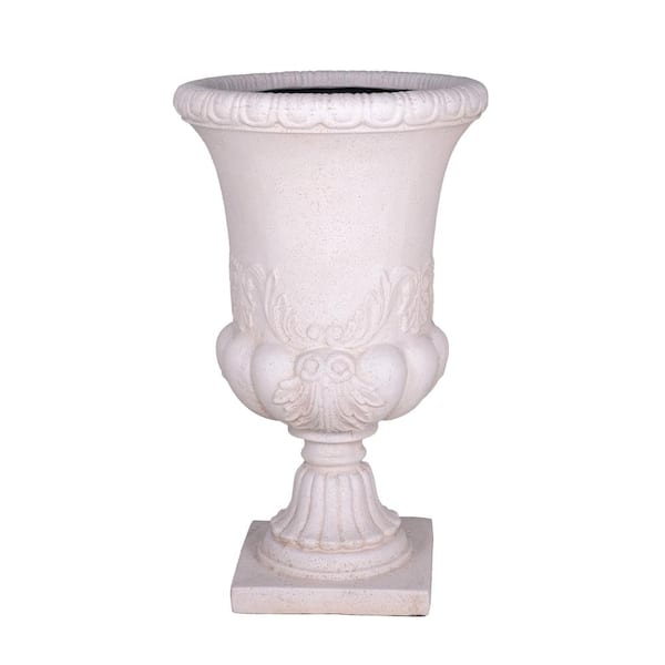 26.5 in. H. Light Aged White Cast Stone Sonnet Entrance Urn