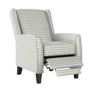 Gray Houndstooth Linen Push Back Recliner Chair