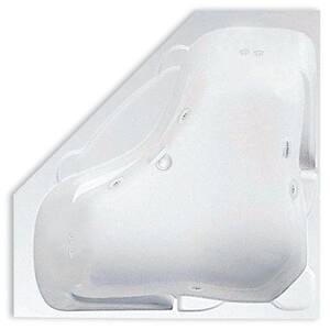 Preakness 60 in. Acrylic Center Drain Corner Drop-In Whirlpool Bathtub with Heater in White
