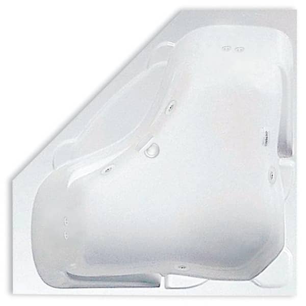Preakness 60 in. Corner Drop-In Whirlpool Bathtub with Heater Acrylic Center Drain in White