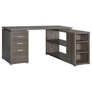 Yvette 60 in. W L-shape Weathered Gray Office Desk