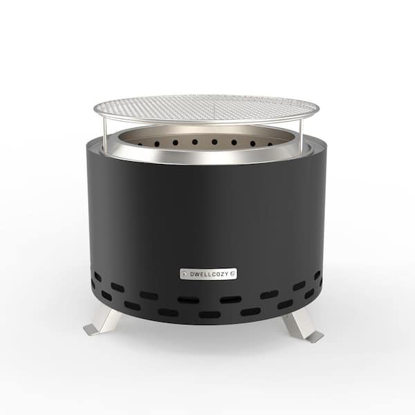 Unbranded Outdoor Stainless Steel Smokeless Fire Pit with Grill and Bag - Black 12.8 in. x 14.2 in.