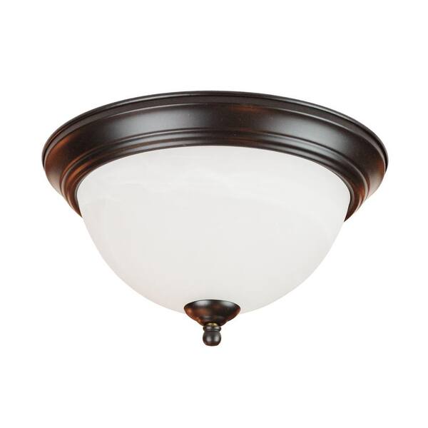 Unbranded 1 Light Oil Rubbed Bronze 11 in. Flush Mount with Frosted Glass